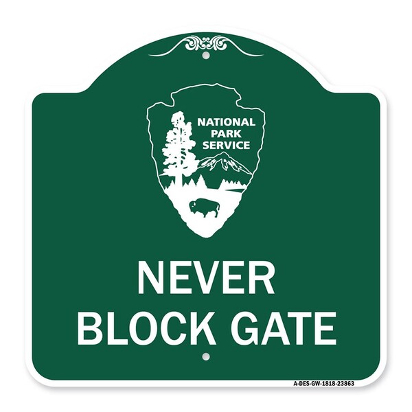 Signmission National Park Service-Permit Parking Only, Green & White Aluminum Sign, 18" x 18", GW-1818-23863 A-DES-GW-1818-23863 - main
